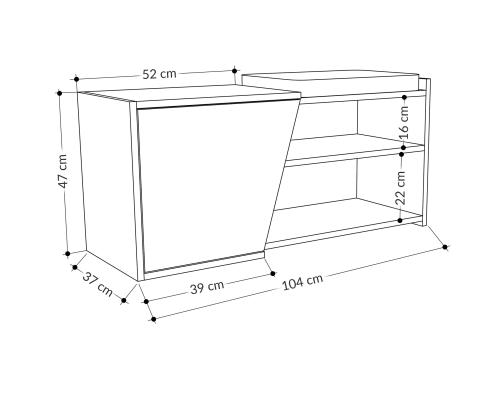 Fiona Bench - Anthracite, White