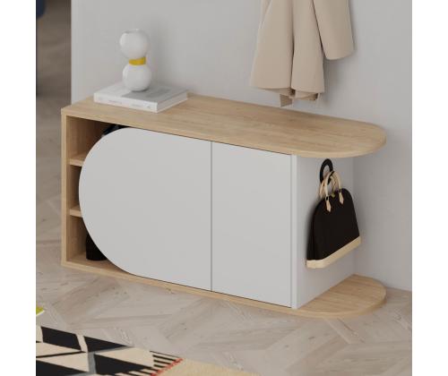 Nova Shoe Bench - Oak, White