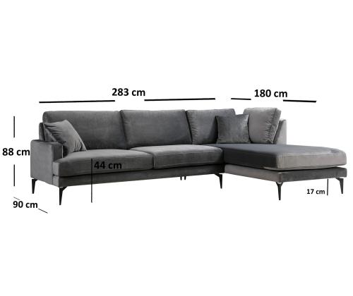 Papira Corner Right (L3+Chl) - Anthracite