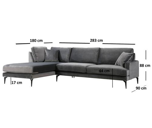 Papira Corner Left (Chl+3R) - Anthracite