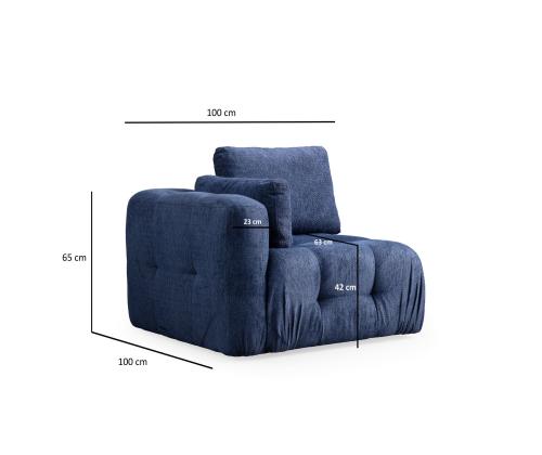 Amaris 2 Seater With Pouffe - Navy Blue