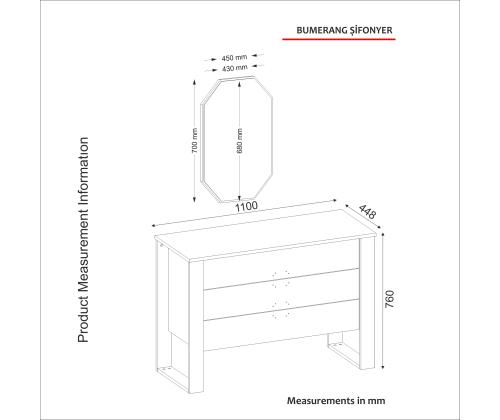 Bumerang Aynalı - Walnut, Anthracite