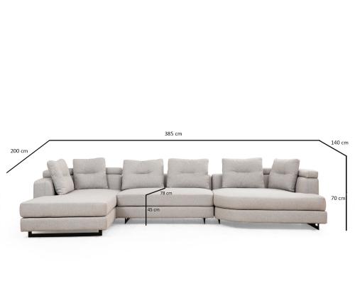 Padova Corner-2-Left - Light Grey