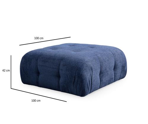 Amaris 2 Seater With Pouffe - Navy Blue