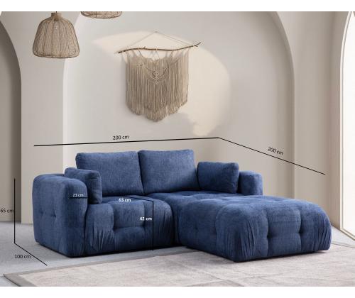 Amaris 2 Seater With Pouffe - Navy Blue