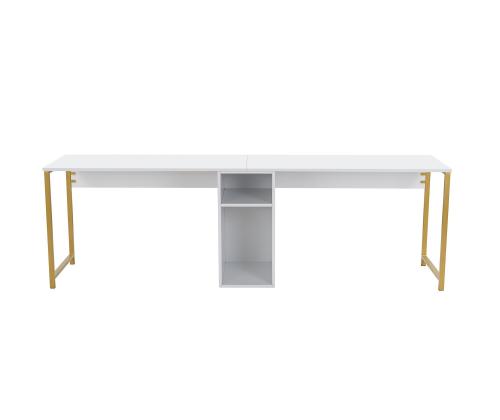 Twin Study Desk - White, Gold