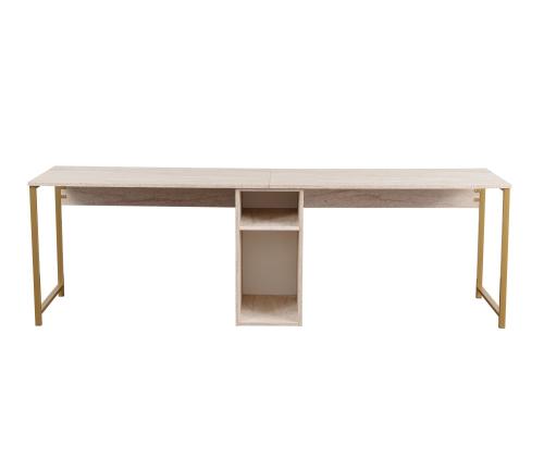 Twin Study Desk - Travertine, Gold