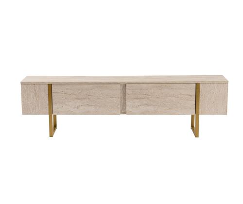 TV laud Serenity - Travertine, Gold