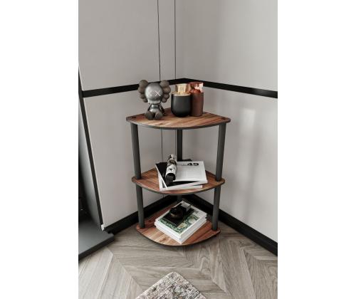 Bookcase 3-Tiers Corner - Walnut