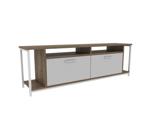 TV laud Omar - White, Walnut