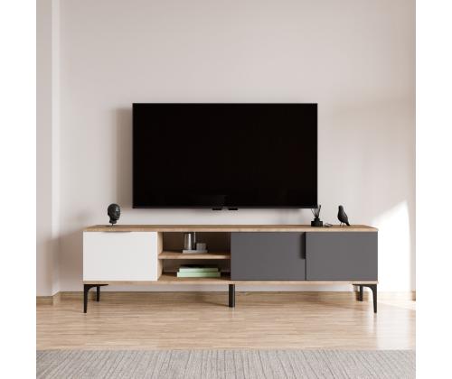 TV laud Tarz - White, Anthracite, Oak