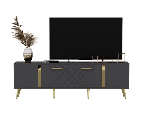 TV laud Detas - Anthracite, Gold