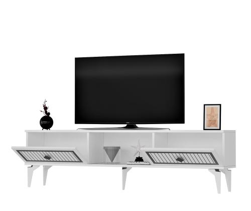 TV laud Nil - White, Silver