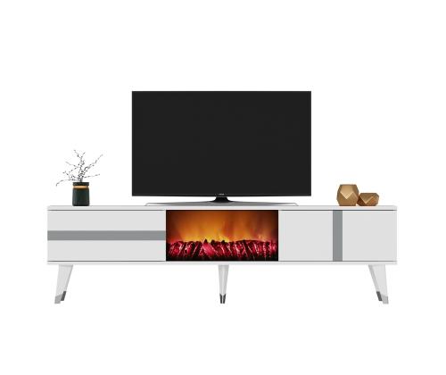 TV laud Vania Fireplace - White, Silver