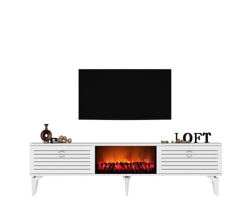 TV laud Arona Fireplace - White