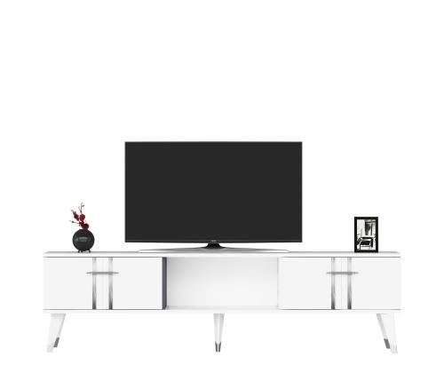 TV laud Asel - White, Silver