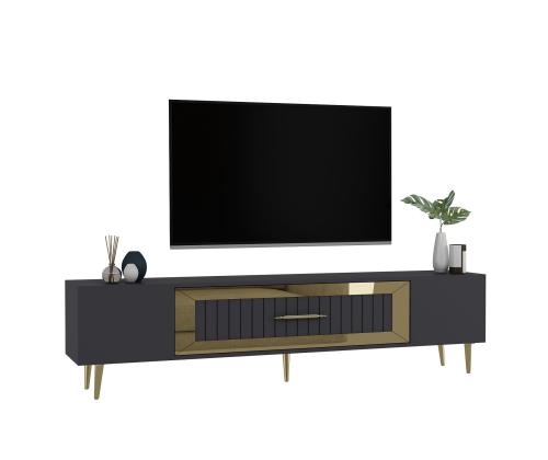 TV laud Dekolp3 - Anthracite, Gold