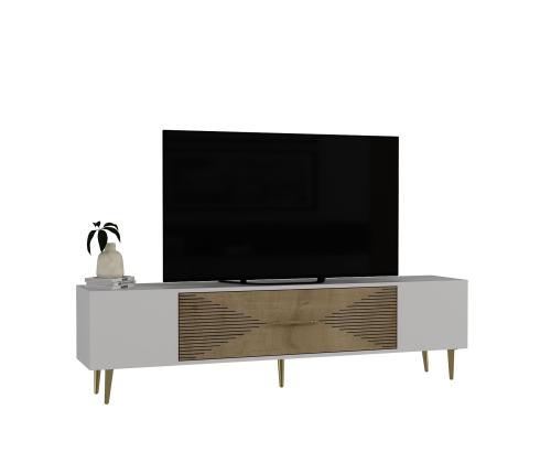 TV laud Dekol1 - White, Sapphire Oak, Gold