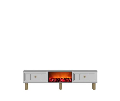 TV laud Dario Bohem Fireplace - White