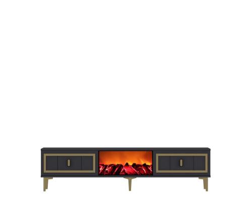 TV laud Orion Fireplace - Anthracite, Gold