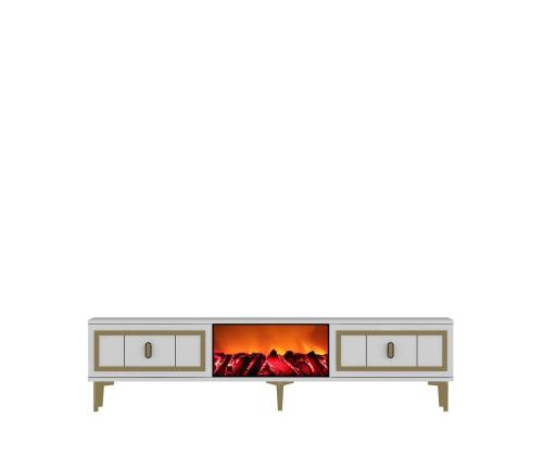 TV laud Orion Fireplace - White, Gold