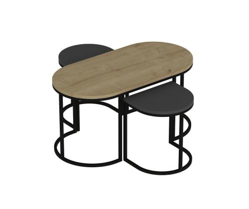 Mööblikomplekt lauad Dena - Anthracite, Oak