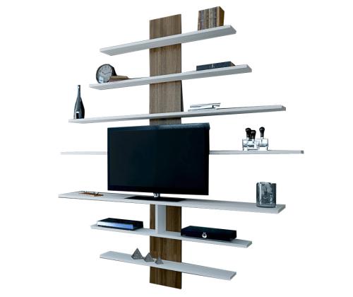 TV laud Zebra - White, Walnut