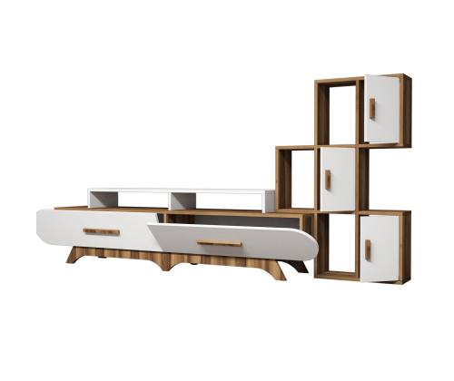 TV laud Flora S - Walnut, White