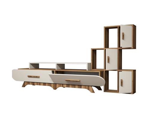 TV laud Flora S - Walnut, Cream