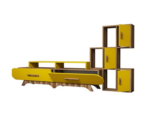 TV laud Flora S - Walnut, Yellow
