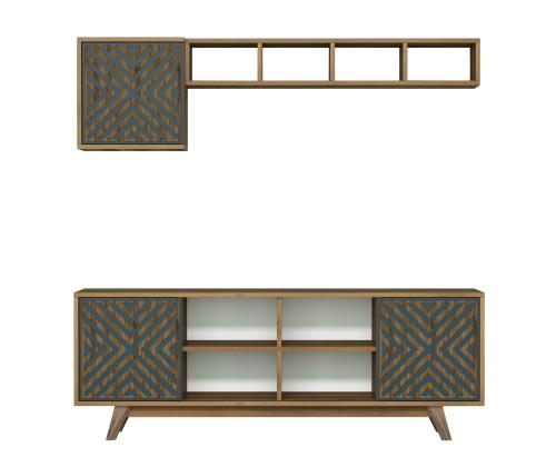 TV laud Inci - Walnut, Blue