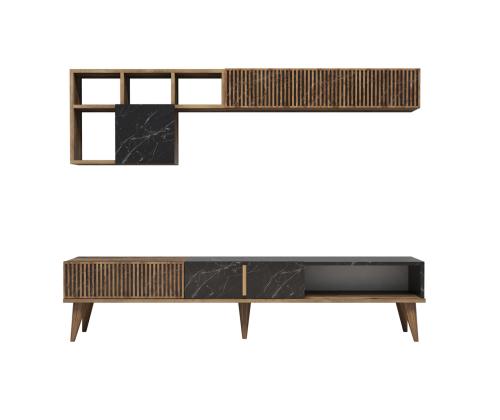 TV laud Milan - Walnut, Black