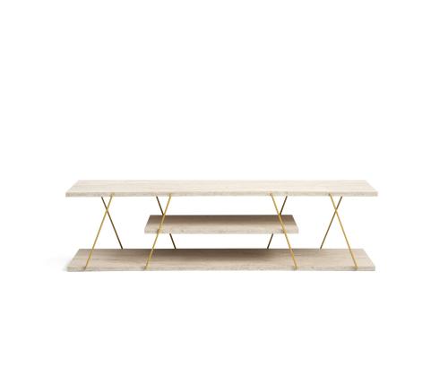 TV laud Canaz - Gold, Travertine