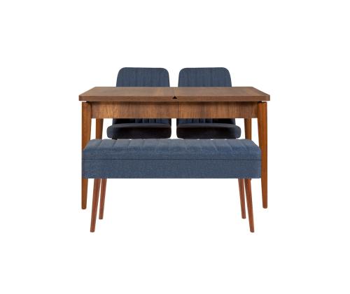 Mööblikomplekt toolid Vina 1048 - 3 - Walnut, Dark Blue
