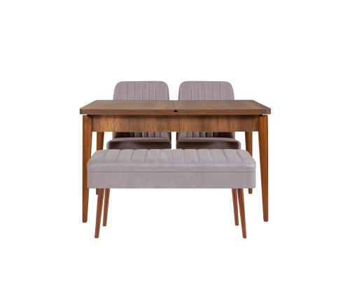 Mööblikomplekt toolid Vina 0701 - 3 - Walnut, Grey