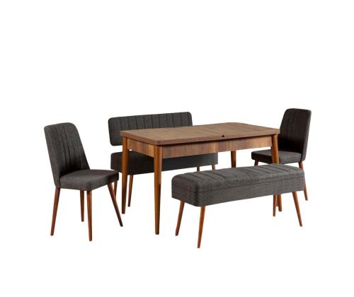Mööblikomplekt toolid Vina 1053 - 4 - Anthracite, Walnut
