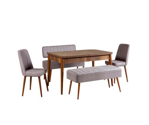 Mööblikomplekt toolid Vina 0701 - 4 - Walnut, Grey