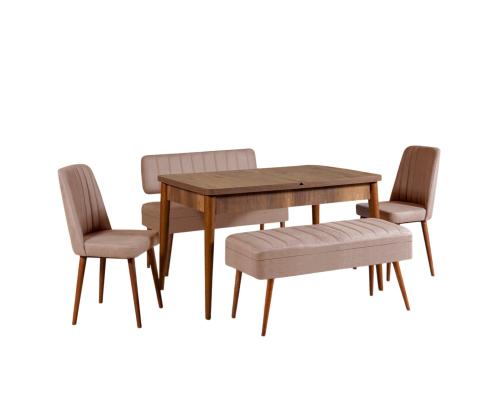 Mööblikomplekt toolid Vina 0900 - 4 - Walnut, Stone