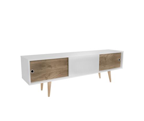 TV laud Ecrin - White, Walnut