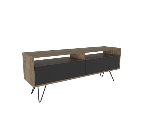 TV laud Flay - Walnut, Black