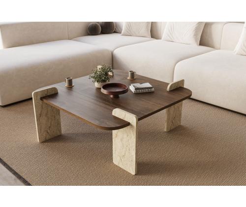 Kohvilaud Afrolli - Walnut, Travertine