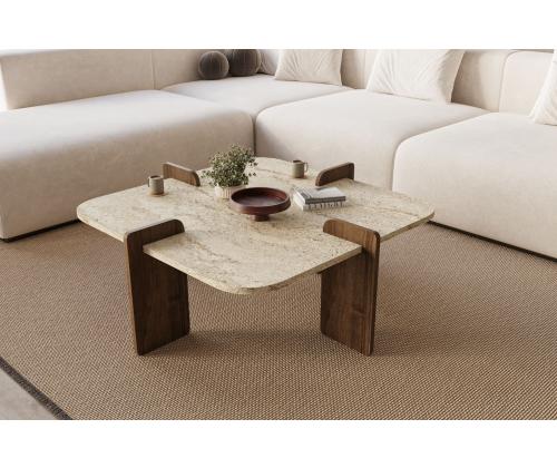Kohvilaud Poalla - Travertine, Walnut