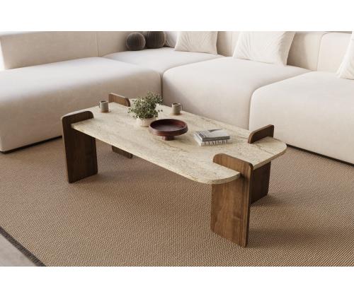 Kohvilaud Leapiri - Travertine, Walnut