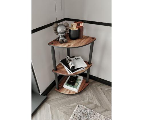 Bookcase 3-Tiers Corner - Walnut