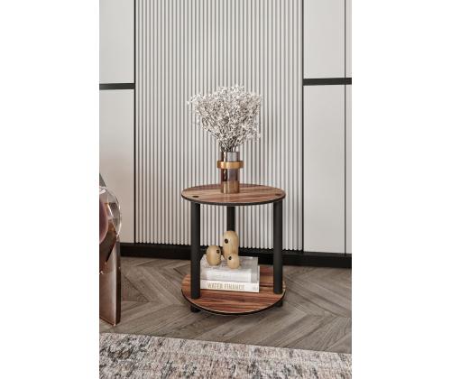 Kohvilaud Bookcase 2 Layer Round - Walnut