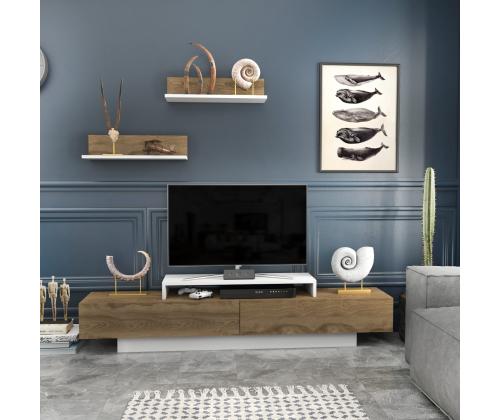 TV laud Lusi - White, Oud Oak