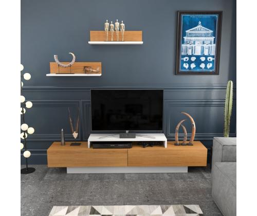 TV laud Lusi - White, Teak