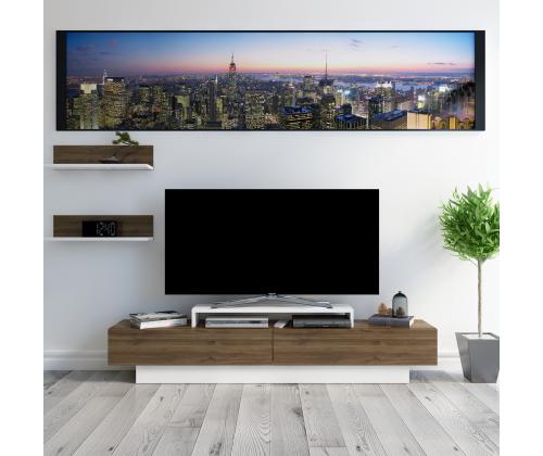 TV laud Lusi - White, Walnut