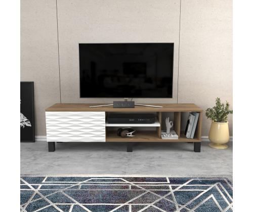 TV laud Olyo - Walnut, White