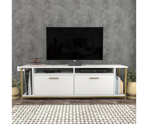 TV laud Omar - White, Gold